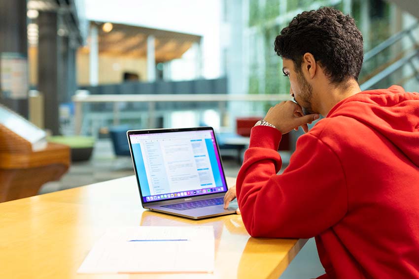 A photo of a student using AUT's degree builder