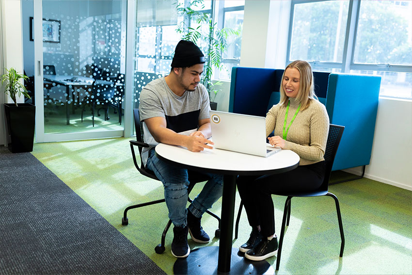 AUT staff in the student hub