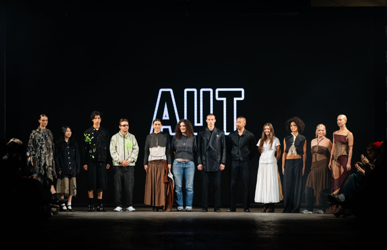 The six AUT graduates and models at NZFW’s Graduation Collections runway show.